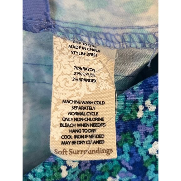 Soft Surroundings Blue Floral Cropped Pull On Pants Size PS Petite Small - Picture 12 of 12